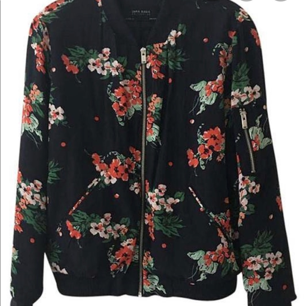 Zara Floral Bomber Jacket - Picture 2 of 2